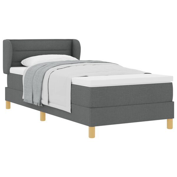 Lit Box Spring avec Matelas vidaXL Gris Foncé 100x200 cm Tissu