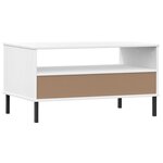 vidaXL Table basse avec pieds en métal Blanc 85x50x45 cm Bois OSLO