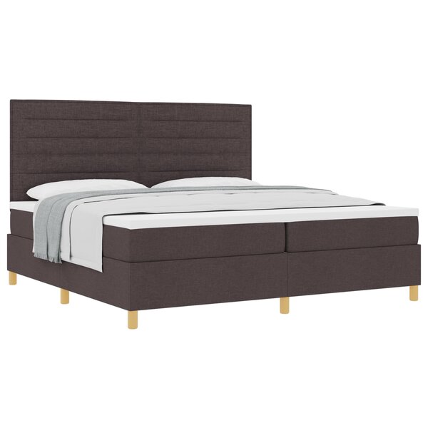 vidaXL Lit à sommier brun foncé 200 x 200 cm Tissu