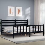 vidaXL Cadre de lit avec tête de lit noir 200x200 cm bois massif