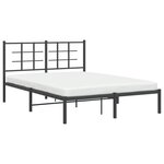 vidaXL Cadre de lit métal avec tête de lit noir 140x190 cm