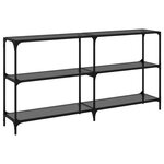 vidaXL Table console avec dessus en verre noir 158 5x30x81 cm acier