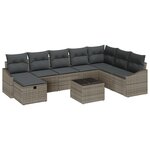 vidaXL Ensemble de Canapés de Jardin 9 pièces avec Coussins Gris Rotin