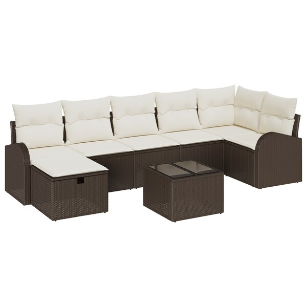 Ensemble de Canapés de Jardin vidaXL 8 pièces avec Coussins Marron Poly Rattan