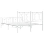 vidaXL Cadre de lit métal sans matelas et pied de lit blanc 135x190 cm