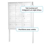 Bloc collectif Leabox  3x4  grade 3  simple face  extérieur  fixation sur pieds à sceller  blanc neige  ral 9016 finition brillante