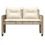 vidaXL Salon de jardin avec coussins 4 Pièces beige résine tressée verre