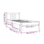 vidaXL Cadre de lit Marron miel Bois massif 75x190 cm Petit simple
