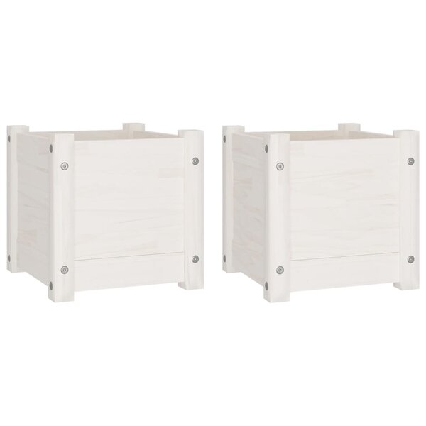 vidaXL Jardinières 2 Pièces Blanc 31x31x31 cm Bois de pin massif