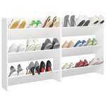 vidaXL Armoires à chaussures murales 2 Pièces Blanc 80x18x90 cm Aggloméré