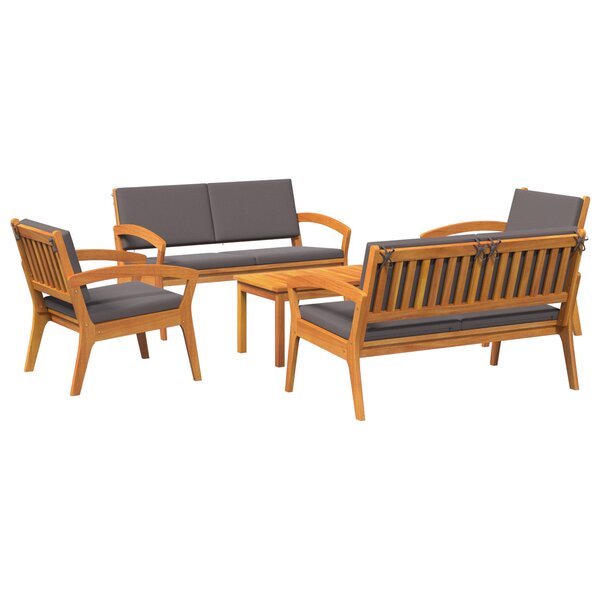 vidaXL Set Bistro 5 pièces avec coussins en bois massif d'acacia