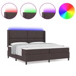 vidaXL Lit box spring avec matelas et LED Marron foncé 200x200 cm Tissu