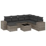 vidaXL Salon de jardin 8 Pièces avec coussins gris résine tressée