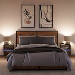 vidaXL Meubles TV muraux et lumières LED 2 Pièces chêne fumé 41x31x45 cm