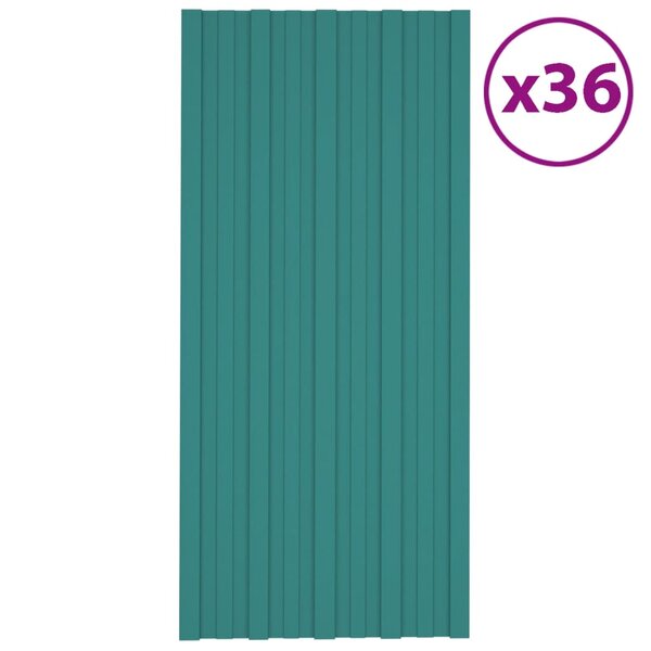 vidaXL Panneaux de toiture 36 Pièces Acier galvanisé Vert 100x45 cm
