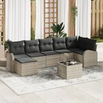 vidaXL Ensemble de Canapé de Jardin 8 Pièces avec Coussins Gris Rattan Poly
