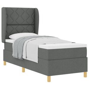 vidaXL Lit À Ressorts avec Matelas Gris Foncé 80x200 cm Tissu