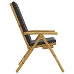 vidaXL Chaises de bistro pliantes lot de 2 coussins gris foncé bambou