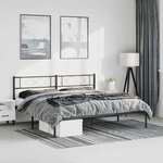 vidaXL Cadre de lit métal sans matelas avec tête de lit noir 183x213cm