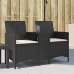 vidaXL Canapé de jardin 2 places avec table et coussins résine tressée