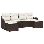 Set de Canapé de Jardin 6 Pièces avec Coussins Marron Poly Rotin