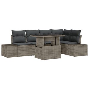vidaXL Ensemble de canapés de jardin 6 pièces avec coussins en poly rotin gris