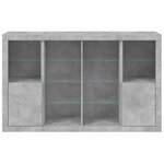 vidaXL Buffets avec lumières LED 3 Pièces gris béton bois d'ingénierie