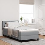 Lit à ressorts vidaXL avec matelas Gris clair 100x200 cm Tissu