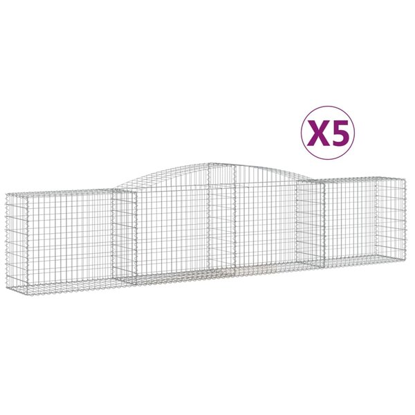 vidaXL Paniers à gabions arqués 5 Pièces 400x50x80/100 cm Fer galvanisé