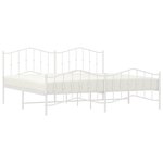 vidaXL Cadre de lit métal sans matelas et pied de lit blanc 193x203 cm