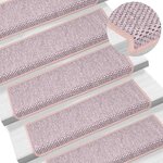 vidaXL Tapis d'escalier autocollants aspect sisal 15 Pièces rose