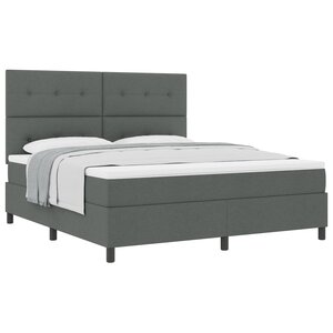 vidaXL Lit à sommier gris foncé super king en tissu