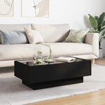 vidaXL Table basse avec LED noir 90x50x30 cm bois d'ingénierie