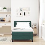 Lit à sommier box avec matelas vert foncé 100x200 cm en velours