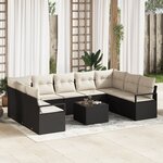 Set de Canapé de Jardin 9 Pièces avec Coussins en Rotin Synthétique Brun