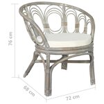 vidaXL Chaise de salle à manger avec coussin gris Rotin naturel et lin