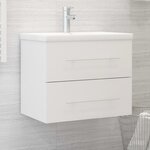 vidaXL Armoire d'évier avec lavabo intégré Blanc Aggloméré