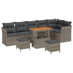 Canapés de Jardin 9 Pièces avec Coussins Gris Rattan Synthétique Acacia