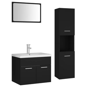 vidaXL Ensemble de meubles de salle de bain Noir Aggloméré