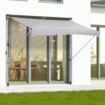 Store banne manuel rétractable 4L x 1,2l m inclinaison et hauteur réglable installation rapide métal alu polyester anti-UV crème