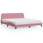 VidaXL Cadre de lit et tête de lit sans matelas rose 180x200cm velours