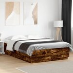 vidaXL Cadre de lit sans matelas chêne fumé 150x200 cm
