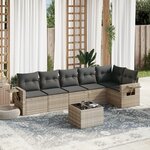 vidaXL Salon de jardin avec coussins 7 Pièces gris clair résine tressée