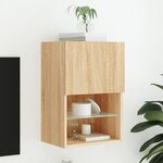 vidaXL Meuble TV avec lumières LED chêne sonoma 40 5x30x60 cm