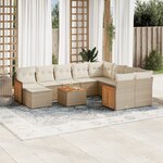 vidaXL Salon de jardin 11 Pièces avec coussins beige résine tressée