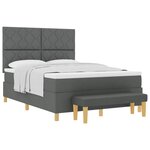 vidaXL Lit à Ressorts avec Matelas & Banc Gris Foncé 140x200 cm Tissu