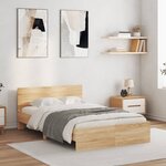 vidaXL Cadre de lit avec tête de lit chêne sonoma 120x190 cm