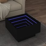 vidaXL Table basse avec LED noir 50x50x30 cm bois d'ingénierie