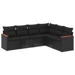 vidaXL Salon de jardin 6 Pièces avec coussins noir résine tressée