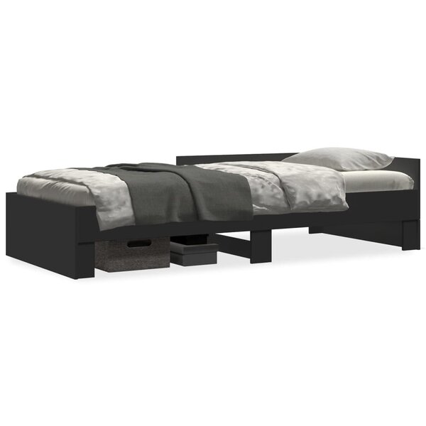 vidaXL Cadre de lit sans matelas noir 100x200 cm bois d'ingénierie